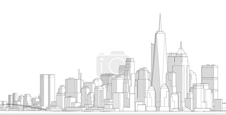 abstraktes Stadtbild Stadt 3D-Illustration