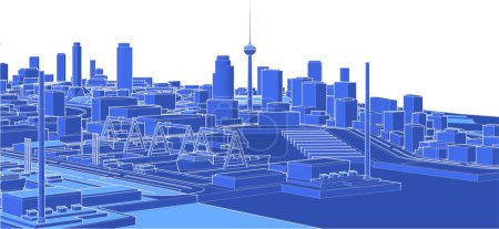 Téléchargez les illustrations : Illustration vectorielle 3D panorama ville moderne - en licence libre de droit