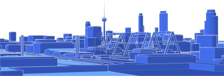 Illustration for Modern city panorama 3d vector illustration - Royalty Free Image