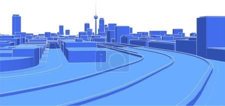 Téléchargez les illustrations : Illustration vectorielle 3D panorama ville moderne - en licence libre de droit