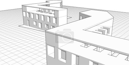 Téléchargez les illustrations : Architecture modulaire abstraite illustration vectorielle 3D - en licence libre de droit