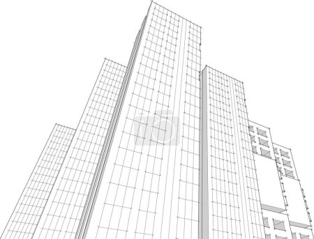 Illustration for Abstract architecture 3d vector illustration sketch - Royalty Free Image