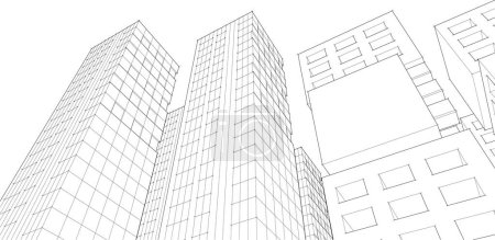 Téléchargez les illustrations : Architecture abstraite illustration vectorielle 3D croquis - en licence libre de droit