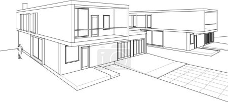 Ilustración de Casas bosquejo arquitectónico 3d ilustración - Imagen libre de derechos