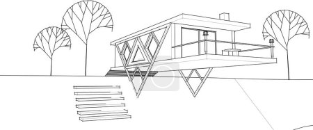 Téléchargez les illustrations : Maison architecture croquis illustration 3d - en licence libre de droit