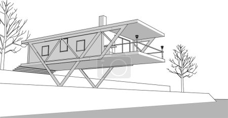 Illustration for House on a frame on white background, 3d illustration - Royalty Free Image