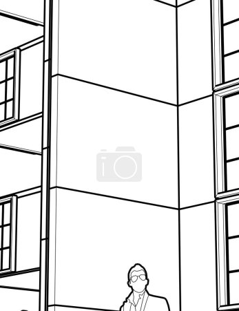 Ilustración de Part of modern modular building, vector illustration - Imagen libre de derechos