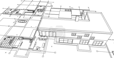 moderne Wohnarchitektur Plan 3D-Illustration