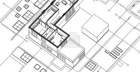 Illustration for Modern residential architecture plan 3d illustration - Royalty Free Image