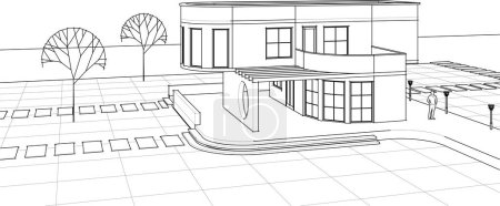 Illustration for 3d architecture house with consoles - Royalty Free Image
