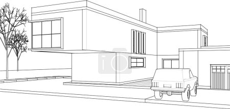 Illustration for Modern residential architecture 3d illustration - Royalty Free Image