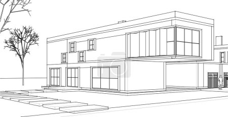 arquitectura residencial moderna 3d ilustración