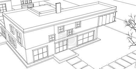 Ilustración de Arquitectura residencial moderna 3d ilustración - Imagen libre de derechos