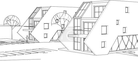 Illustration for House building sketch 3d illustration - Royalty Free Image