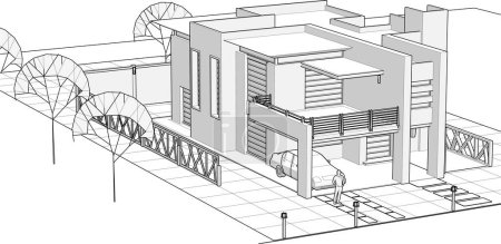 Ilustración de Casa edificio boceto 3d ilustración - Imagen libre de derechos