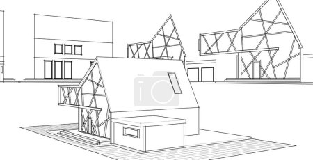 Téléchargez les illustrations : Architecture résidentielle moderne rendu 3d - en licence libre de droit