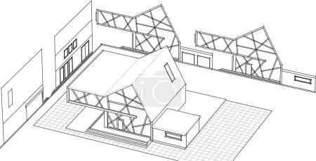 Téléchargez les illustrations : Architecture résidentielle moderne rendu 3d - en licence libre de droit