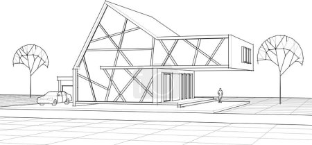 Ilustración de Arquitectura residencial moderna 3d rendering - Imagen libre de derechos