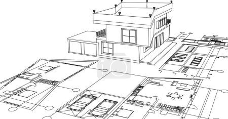 Ilustración de Plan de la casa. Arquitectura. ilustración 3d - Imagen libre de derechos