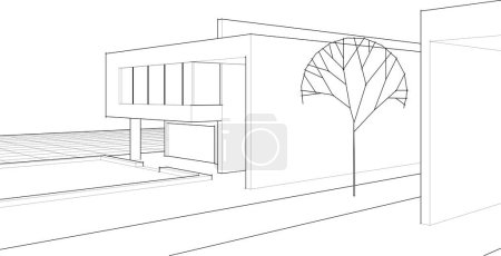 Illustration for Modern house architecture. 3d rendering - Royalty Free Image