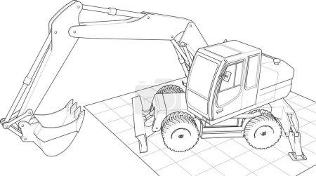 Téléchargez les illustrations : Technologie de la machine excavatrice illustration 3D - en licence libre de droit