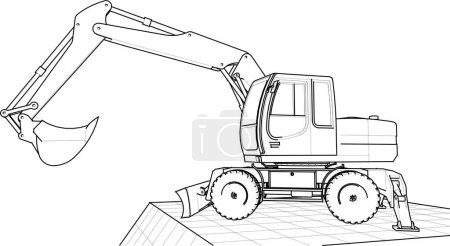 Ilustración de Excavadora máquina tecnología 3d ilustración - Imagen libre de derechos