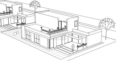 Ilustración de Casa arquitectura tradicional plan 3d ilustración - Imagen libre de derechos