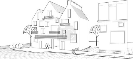 Téléchargez les illustrations : Architecture concept maison illustration 3d - en licence libre de droit