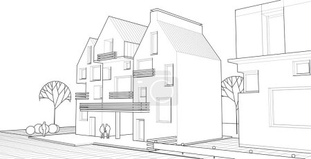 Ilustración de Concepto de arquitectura casa 3d ilustración - Imagen libre de derechos