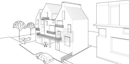 Téléchargez les illustrations : Architecture concept maison illustration 3d - en licence libre de droit