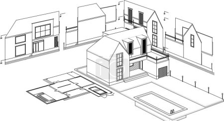 Téléchargez les photos : Architecture concept maison illustration 3d - en image libre de droit