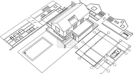 architecture concept, house illustration background 