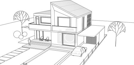 Téléchargez les illustrations : Concept d'architecture, maison illustration fond - en licence libre de droit