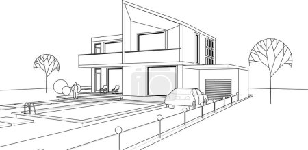 Téléchargez les illustrations : Concept d'architecture, maison illustration fond - en licence libre de droit
