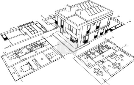 Ilustración de Dibujo de la casa tradicional 3d renderizado - Imagen libre de derechos