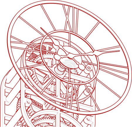 Ilustración de Reloj mecánico sobre fondo blanco, ilustración vectorial - Imagen libre de derechos