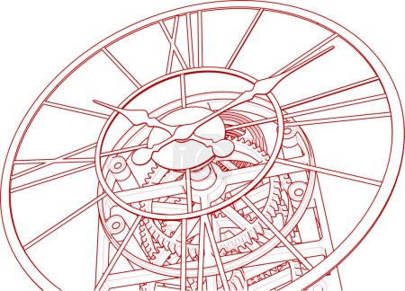 Ilustración de Reloj mecánico sobre fondo blanco, ilustración vectorial - Imagen libre de derechos