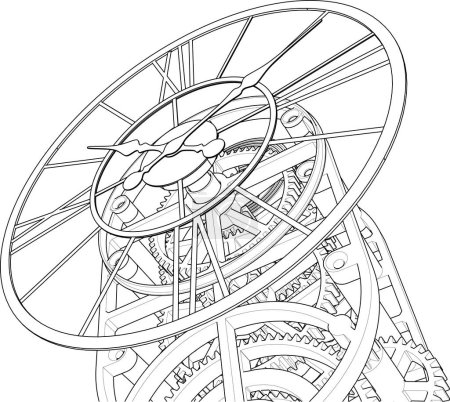 Illustration for Mechanical clock on white background, vector illustration - Royalty Free Image