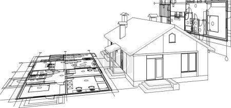Illustration for Modern house sketch, vector illustration - Royalty Free Image