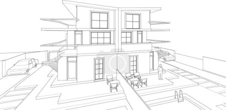 Illustration for House architectural project sketch, vector illustration - Royalty Free Image