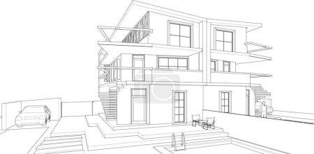 Illustration for House architectural project sketch, vector illustration - Royalty Free Image