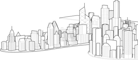 Ilustración de Abstracto paisaje urbano ciudad 3d ilustración - Imagen libre de derechos