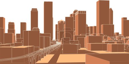 Téléchargez les illustrations : Abstrait paysage urbain ville illustration 3d - en licence libre de droit
