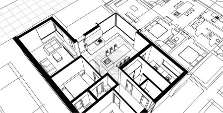 Téléchargez les illustrations : Maison projet architectural croquis illustration 3d - en licence libre de droit