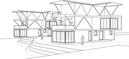 Téléchargez les illustrations : Maisons projet architectural croquis illustration 3d - en licence libre de droit