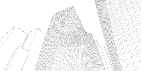Téléchargez les illustrations : Paysage urbain abstrait avec tours Illustration 3D - en licence libre de droit