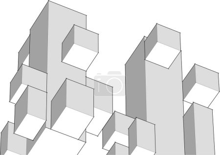 Téléchargez les illustrations : Abstrait architecture modulaire fond illustration 3d - en licence libre de droit