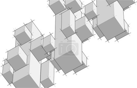 Téléchargez les illustrations : Abstrait architecture modulaire fond illustration 3d - en licence libre de droit