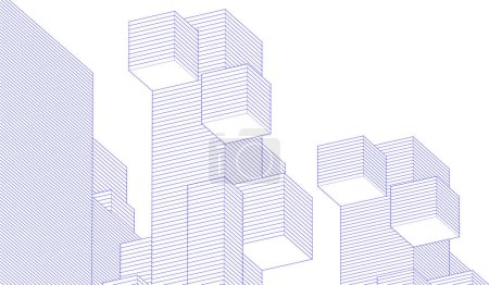 Illustration for Abstract modular architecture  background 3d illustration - Royalty Free Image