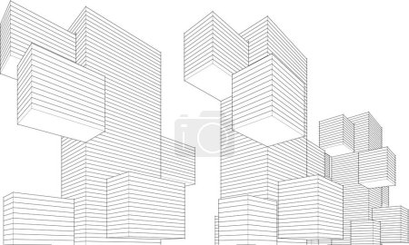 Ilustración de Abstracto arquitectura modular fondo 3d ilustración - Imagen libre de derechos